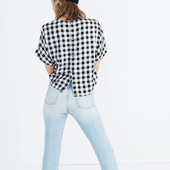 Madewell Button-Back Tie Tee in Buffalo Check - Picture 4 of 5